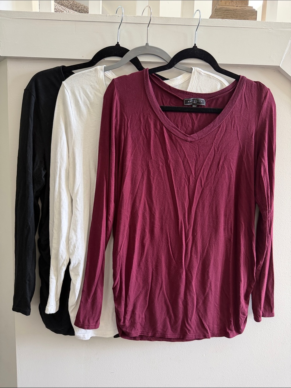 Trio of long sleeve maternity shirts